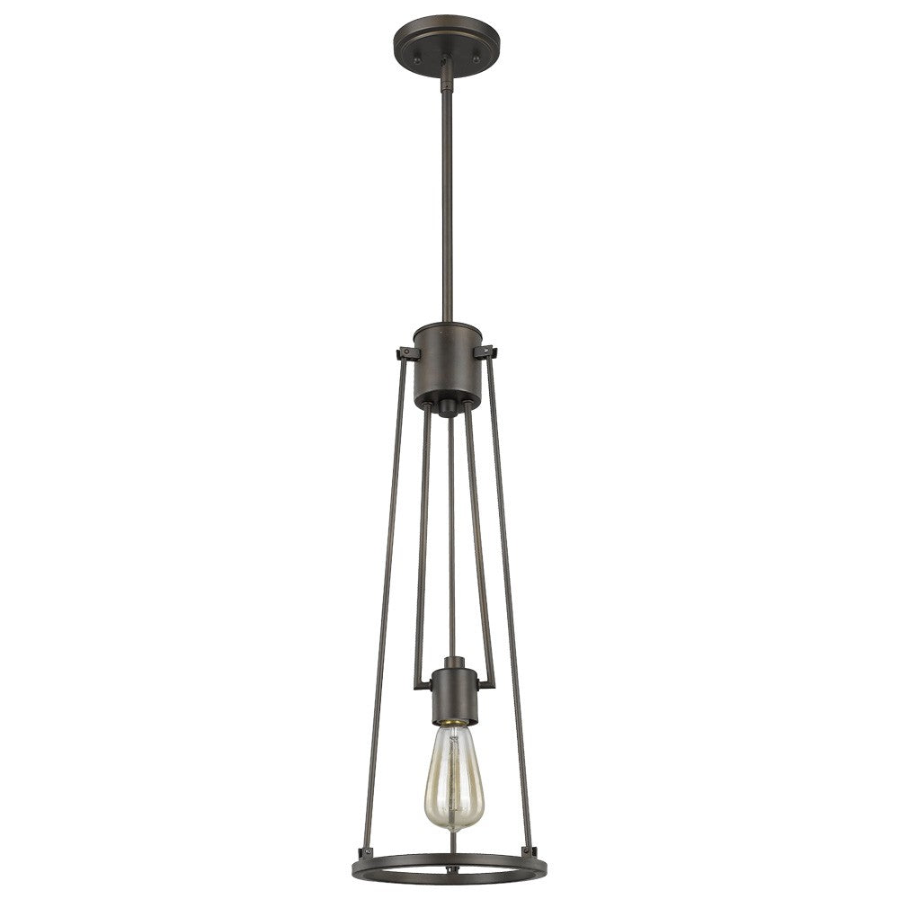 Jade 1-Light Oil-Rubbed Bronze Pendant With Vertical Structural Frames - 99fab 