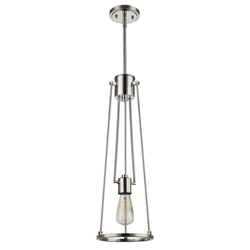 Jade 1-Light Polished Nickel Pendant With Vertical Structural Frames - 99fab 