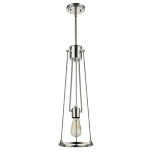 Jade 1-Light Polished Nickel Pendant With Vertical Structural Frames