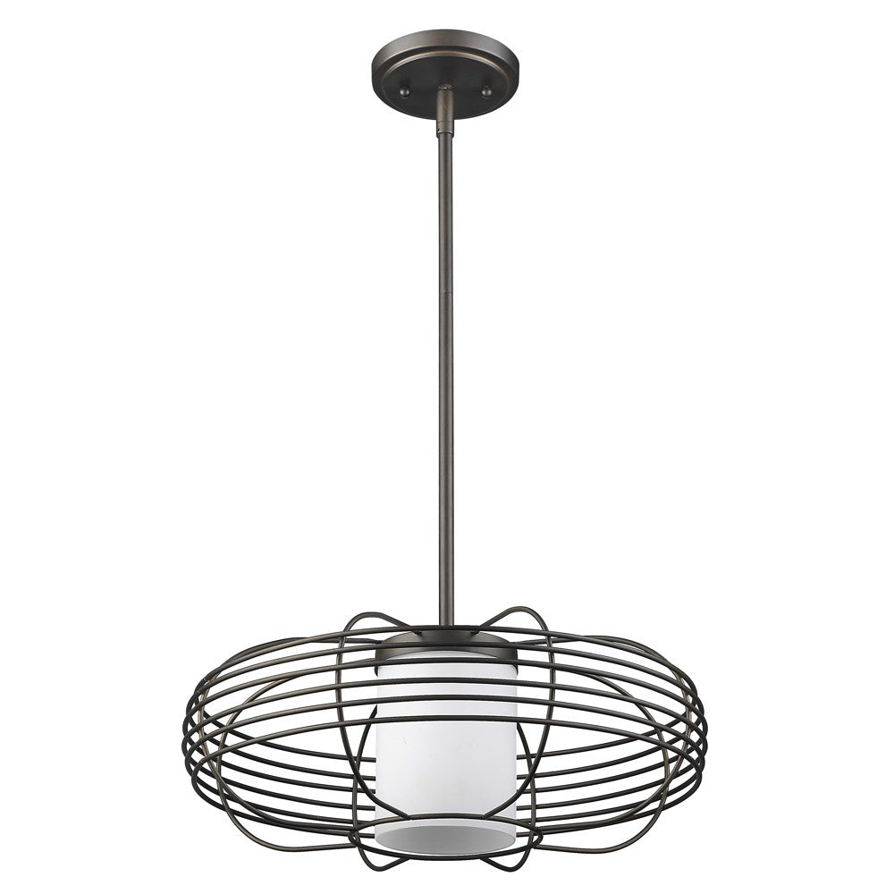 Loft 1-Light Oil-Rubbed Bronze Wire Globe Pendant With Etched Glass Interior Shade - 99fab 