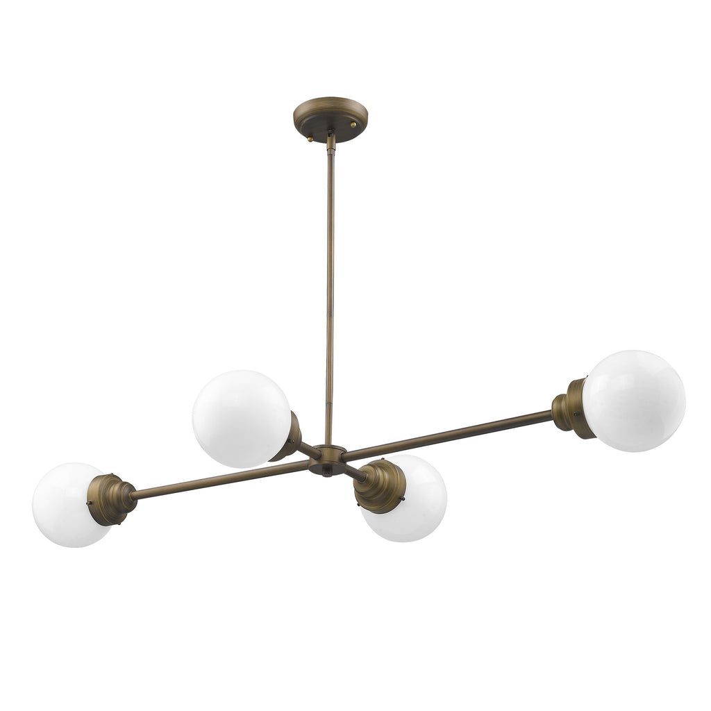 Portsmith 4-Light Raw Brass Island Pendant With White Globe Shades - 99fab 