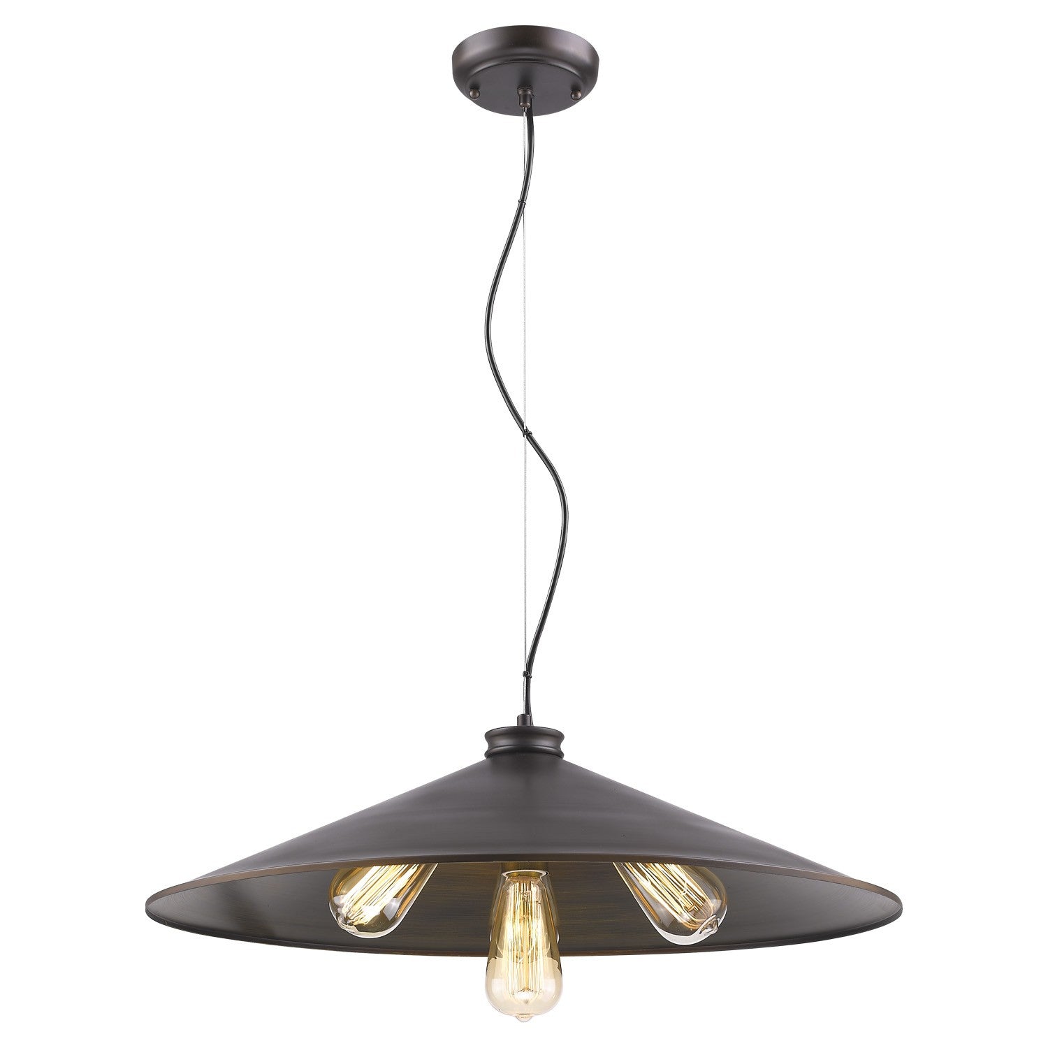 Alcove 4-Light Oil-Rubbed Bronze Pendant With Raw Brass Interior Shade