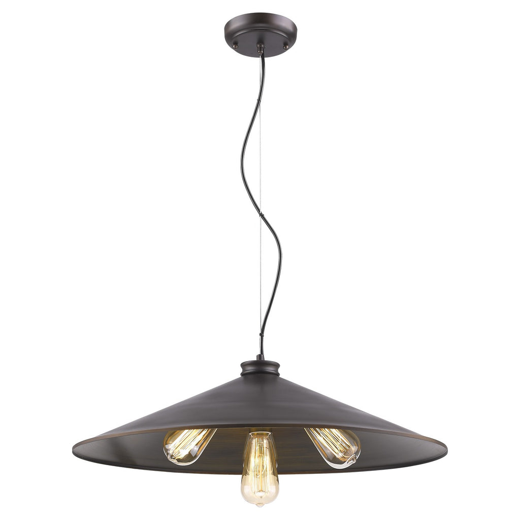 Alcove 4-Light Oil-Rubbed Bronze Pendant With Raw Brass Interior Shade - 99fab 