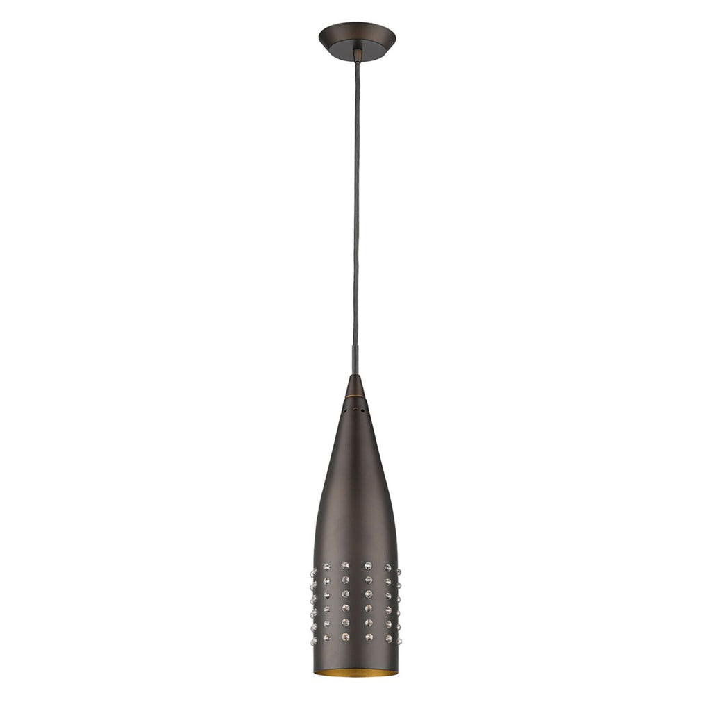 Narrow Bronze Hanging Light with Glass Studs - 99fab 