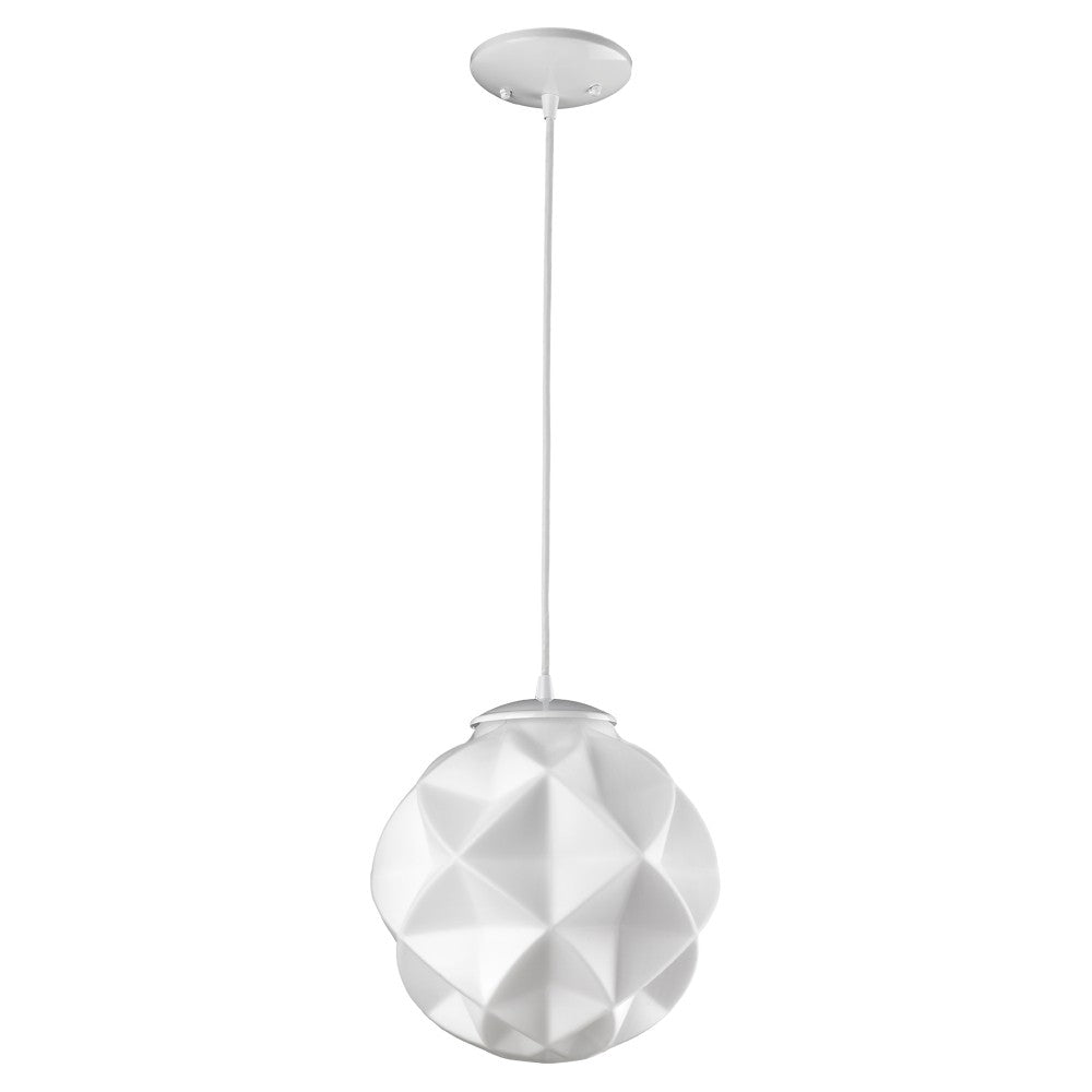 Nova 1-Light White Mini Pendant With Geometric Globe Shade - 99fab 