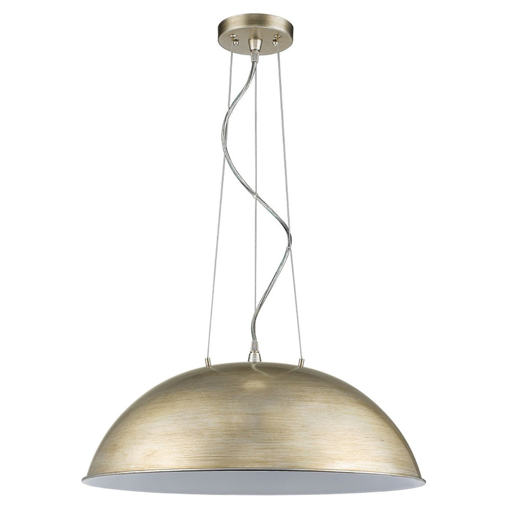 Layla 1-Light Washed Gold Bowl Pendant With Gloss White Interior Shade - 99fab 