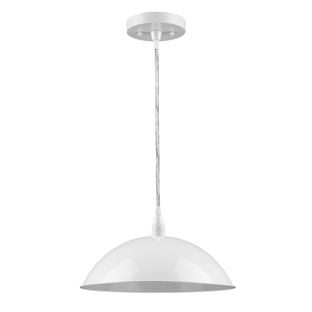 White Metal Hanging Light with Dome Shade - 99fab 