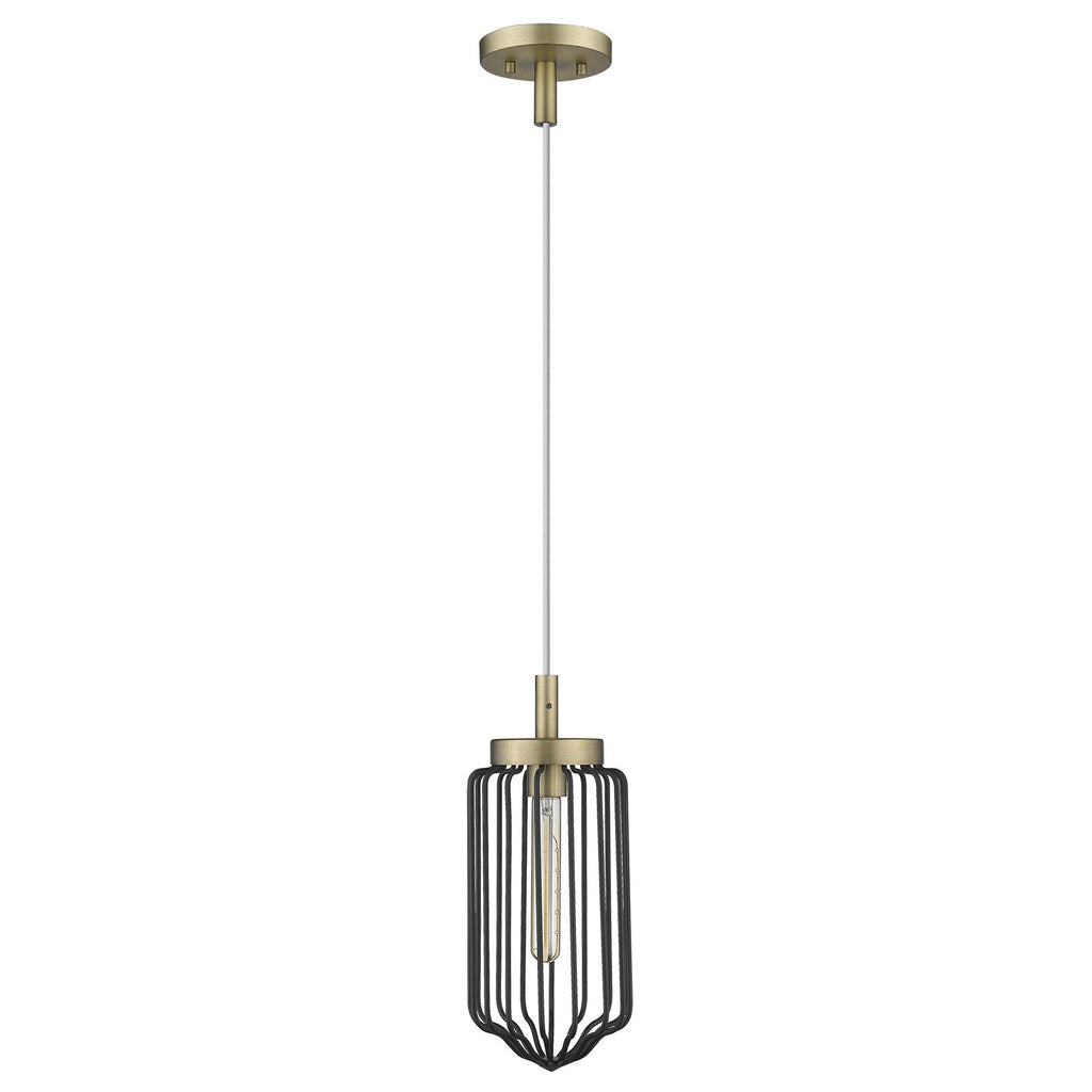 Gold and Black Metal Cage Pendant Hanging Light - 99fab 