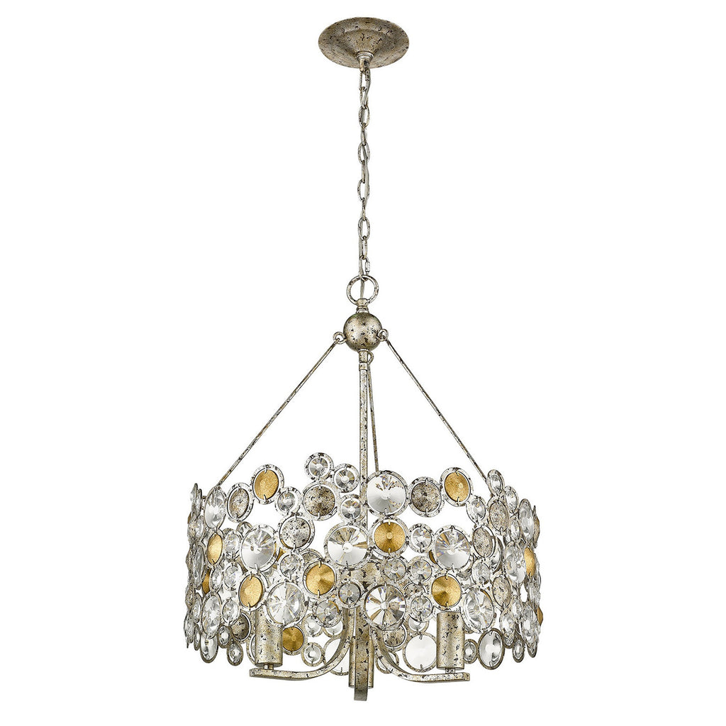 Vitozzi 3-Light Antique Silver Leaf Chandelier - 99fab 