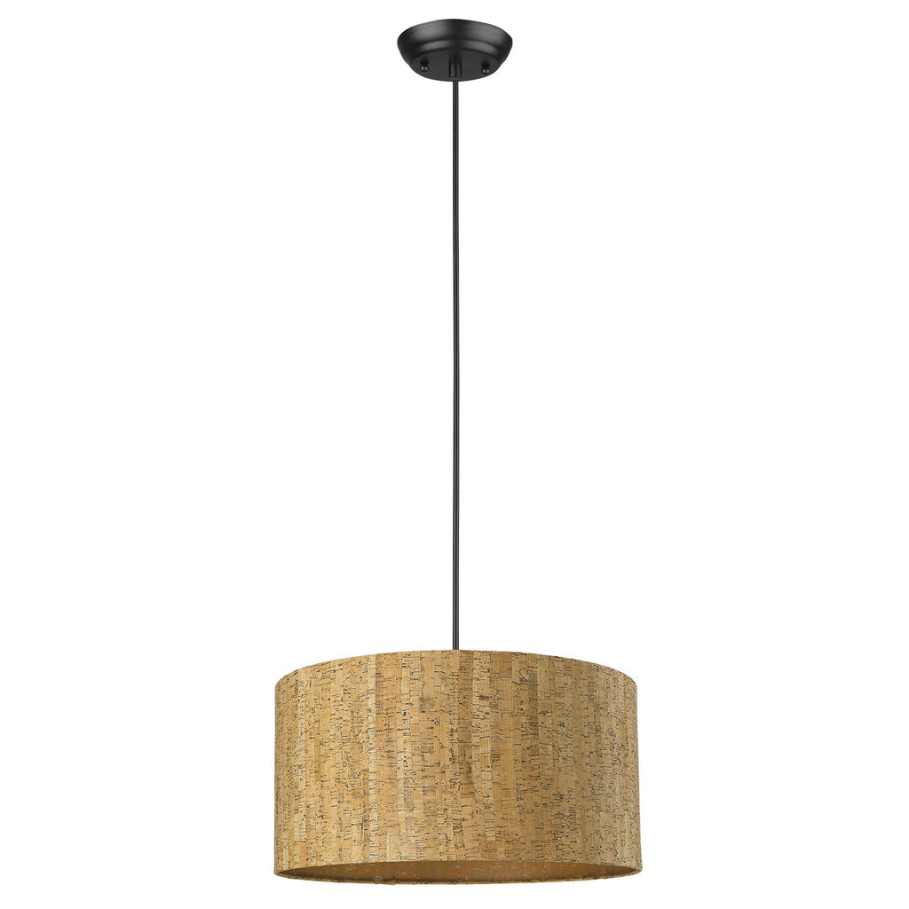 Matte Black Cork Shade Modern One Light Hanging Pendent Lamp - 99fab 