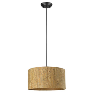 Matte Black Cork Shade Modern One Light Hanging Pendent Lamp