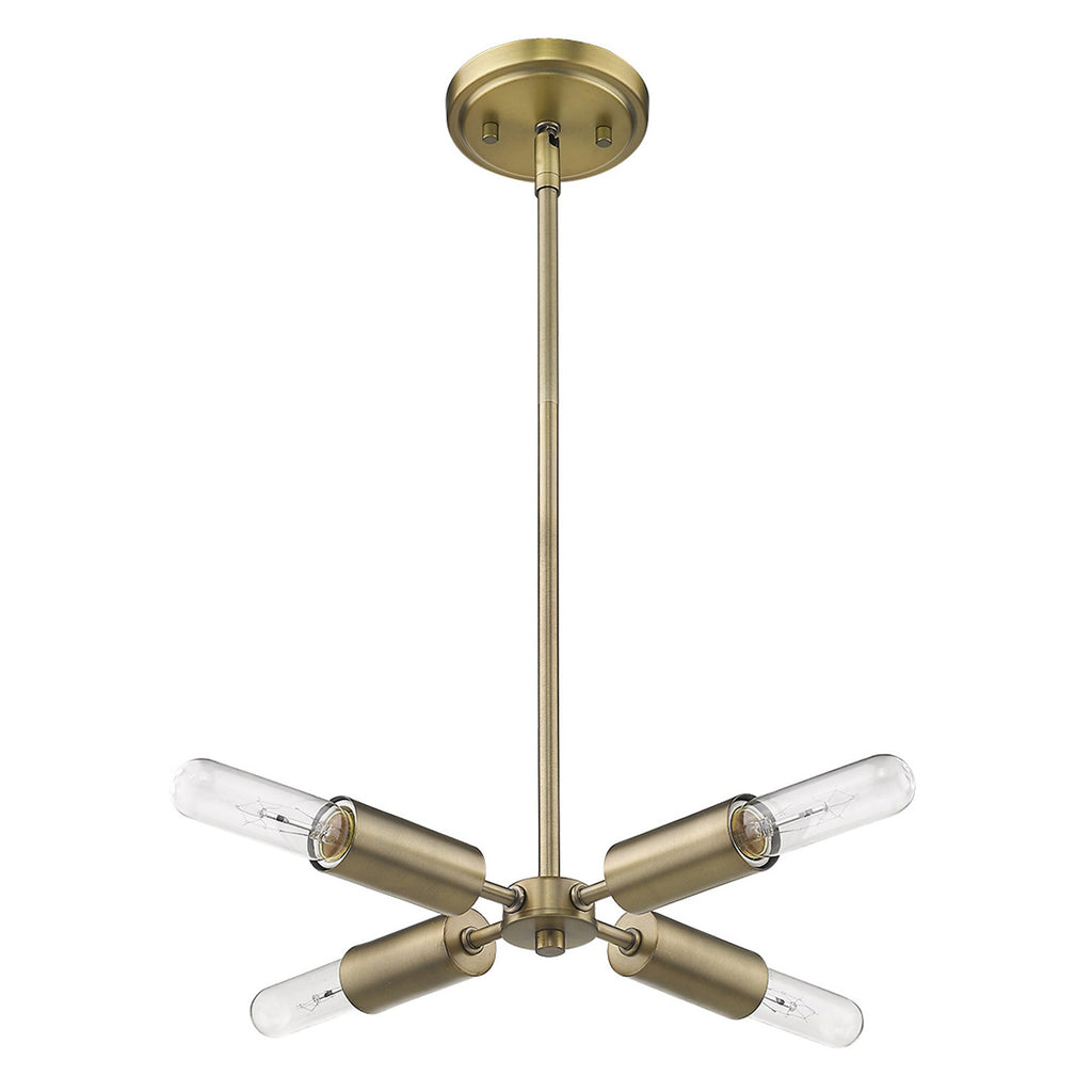 Four Light Dull Gold Hanging Chandelier - 99fab 