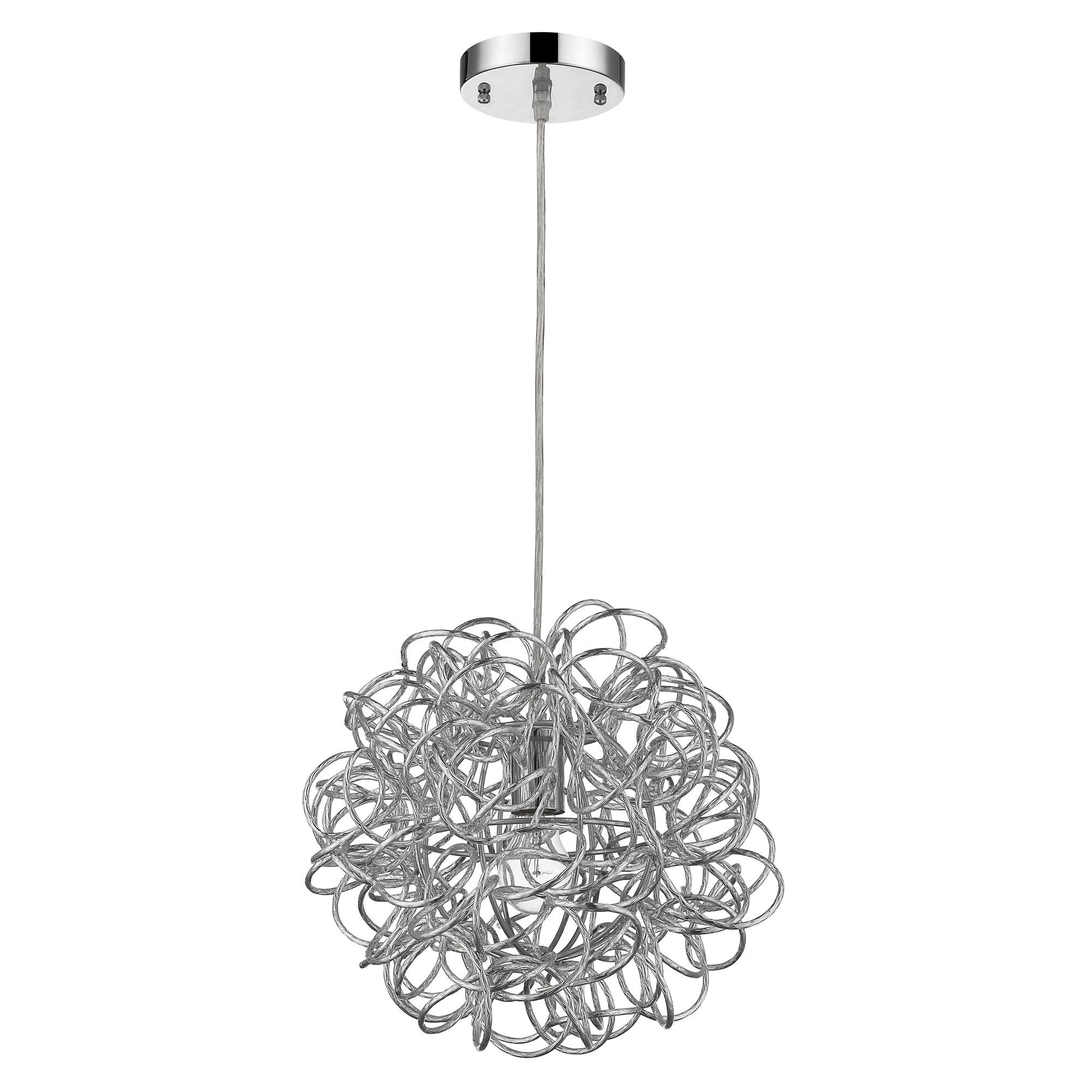 Mingle 1-Light Polished Chrome Pendant With Faceted Chrome Aluminum Wire Shade