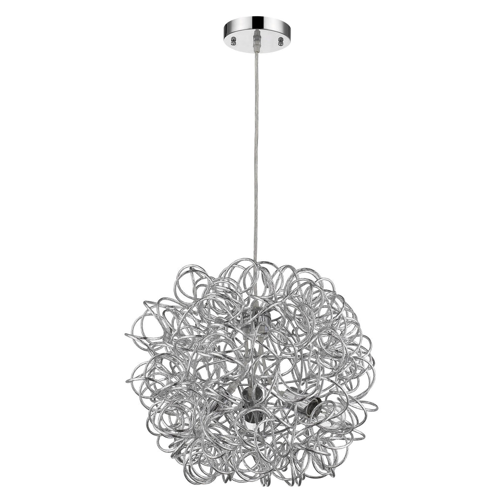 Mingle 3-Light Polished Chrome Pendant With Faceted Chrome Aluminum Wire Shade - 99fab 