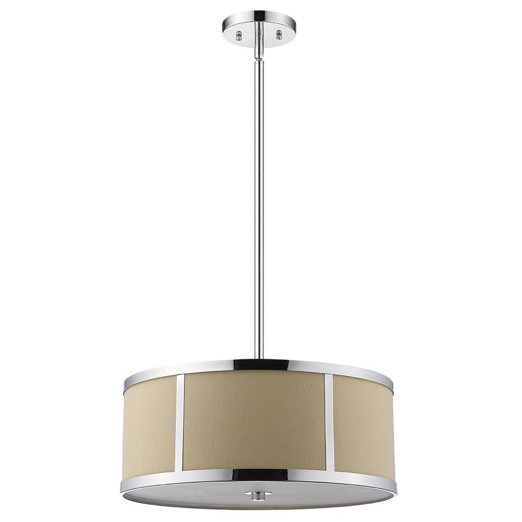 Butler 2-Light Polished Chrome Pendant With Coarse Cream Linen Shade And Opal Acrylic Diffuser - 99fab 