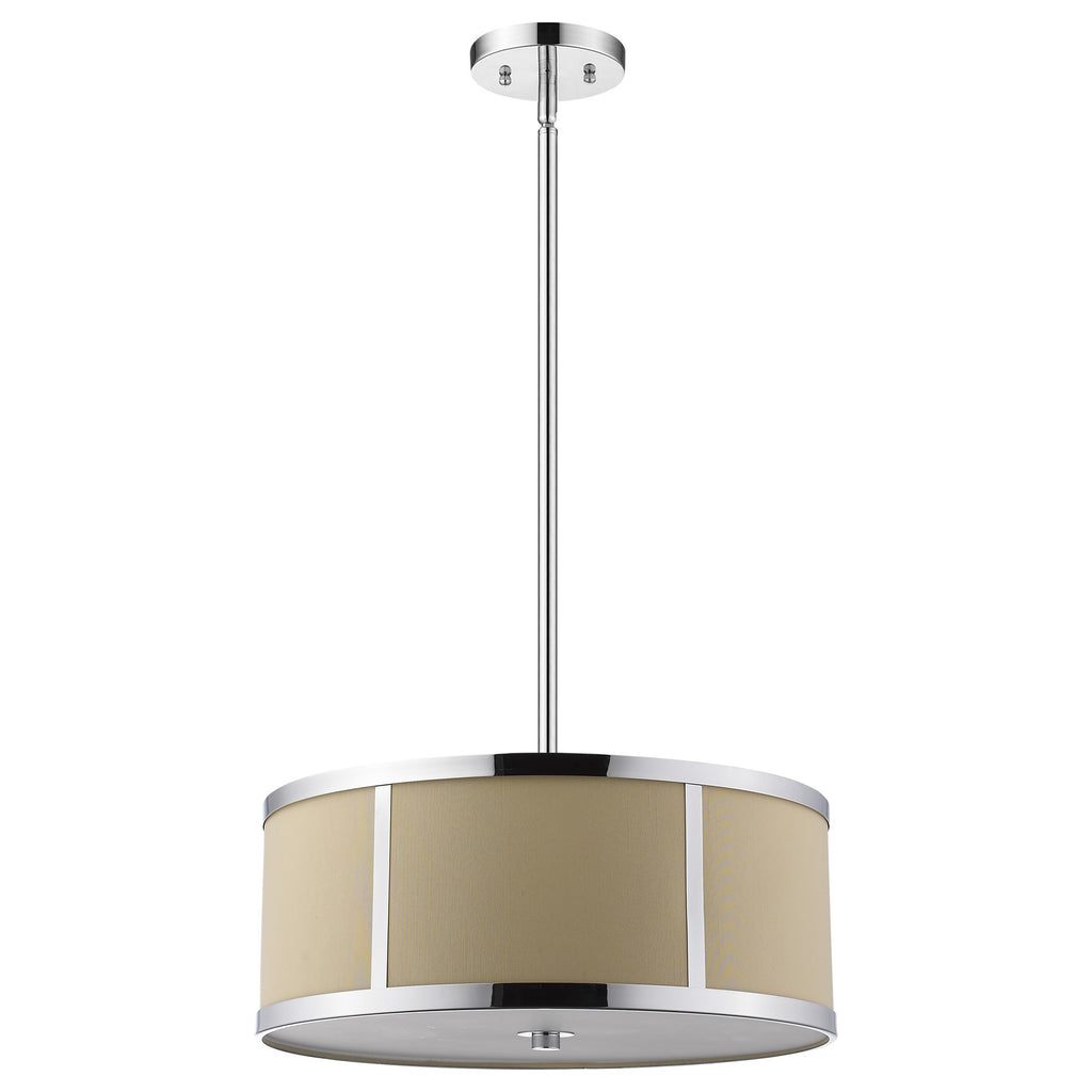 Butler 3-Light Polished Chrome Pendant With Coarse Cream Linen Shade And Opal Acrylic Diffuser - 99fab 