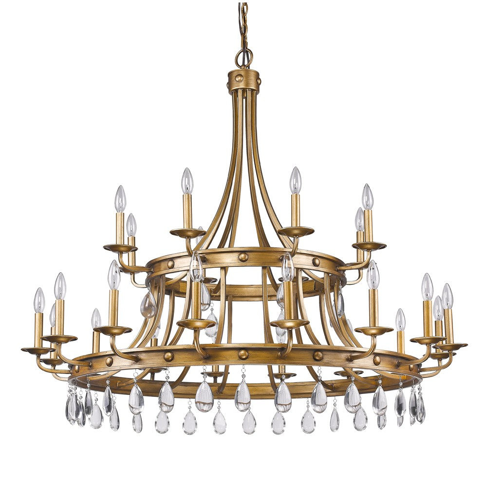 Krista 24-Light Antique Gold Chandelier With Crystal Accents - 99fab 