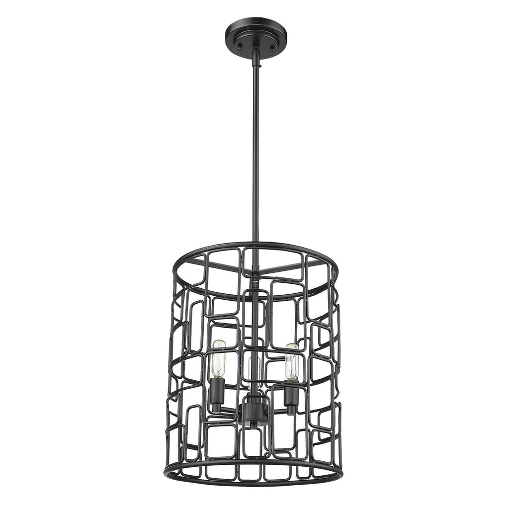 Amoret 3-Light Matte Black Convertible Pendant - 99fab 