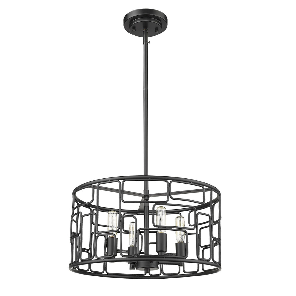 Amoret 4-Light Matte Black Convertible Pendant - 99fab 