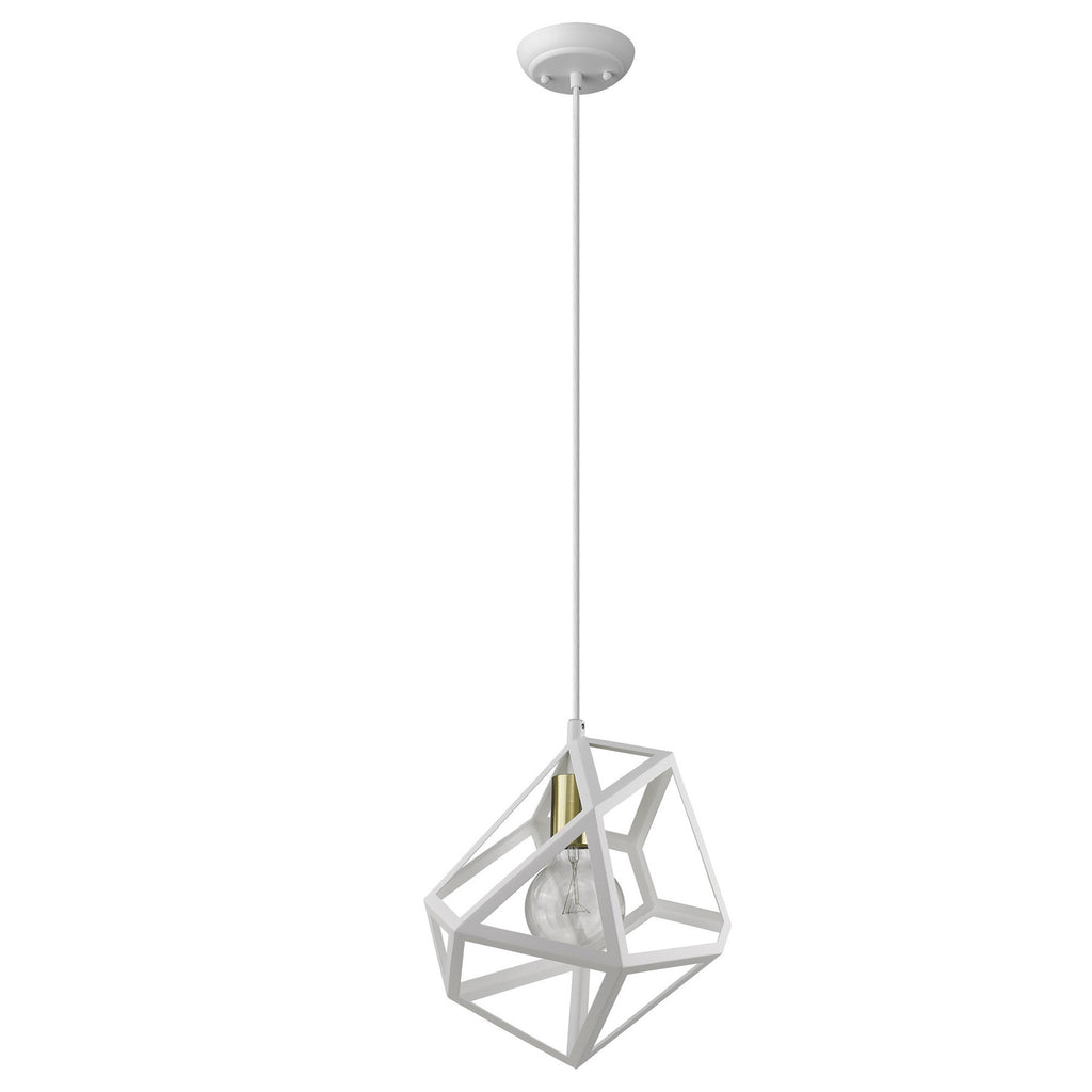 Hedron 1-Light White Pendant - 99fab 