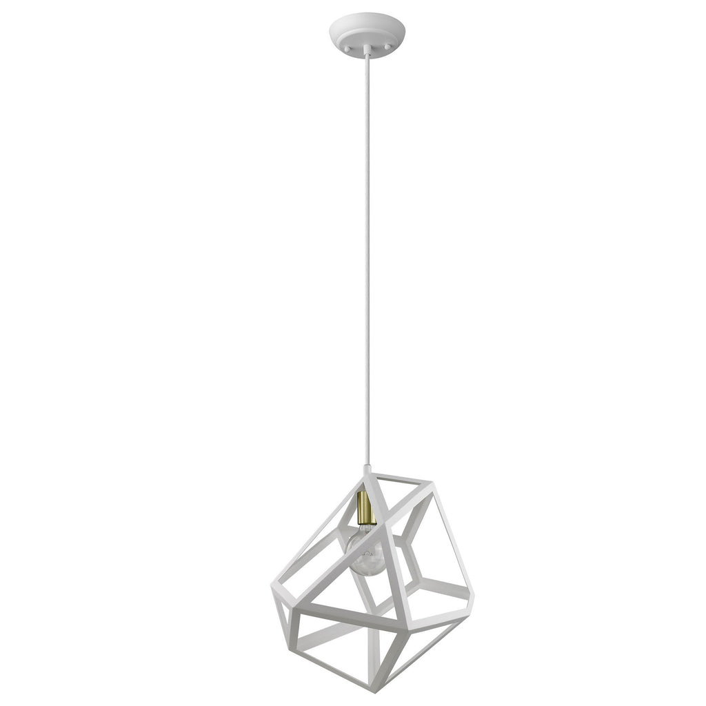 Hedron 1-Light White Pendant - 99fab 