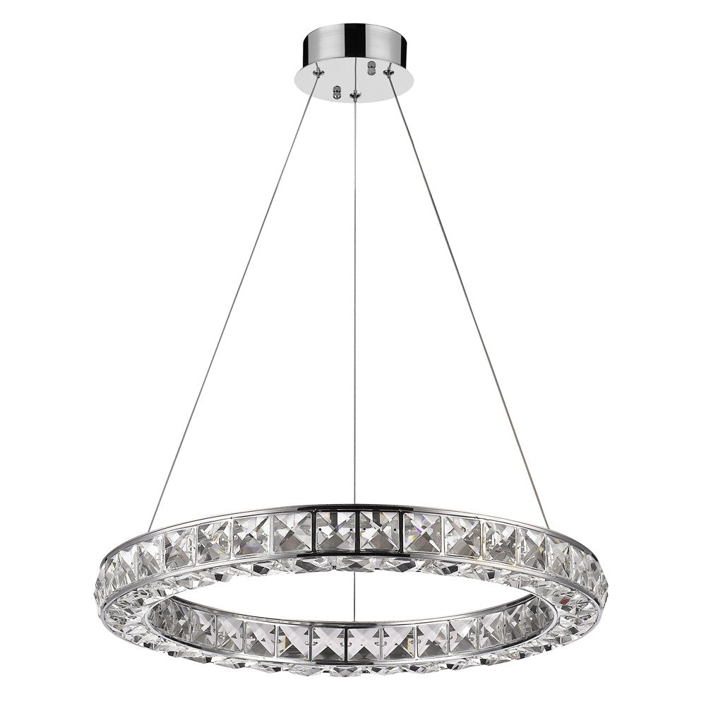 Silver Faux Crystal Bling Ring LED Hanging Light - 99fab 