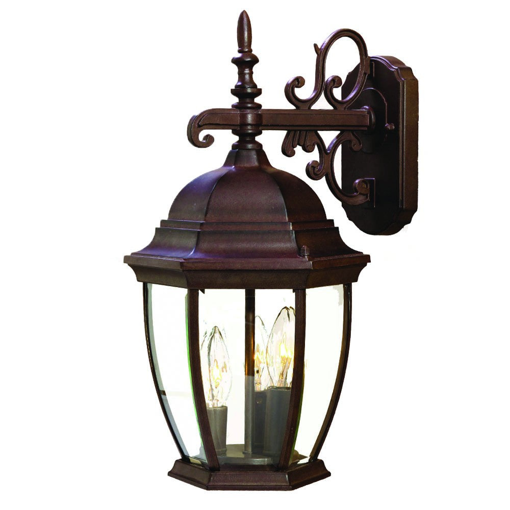 Three Light Dark Brown Wide Hanging Lantern Wall Light - 99fab 