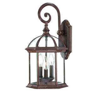 Three Light Dark Brown Eastern Lantern Wall Light