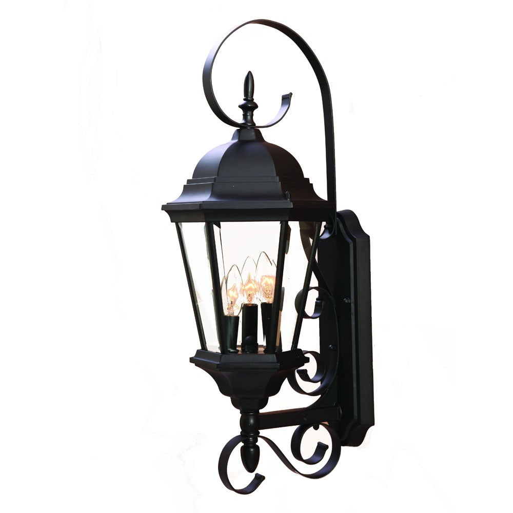 Three Light Matte Black Swing Arm Lantern Wall Light - 99fab 