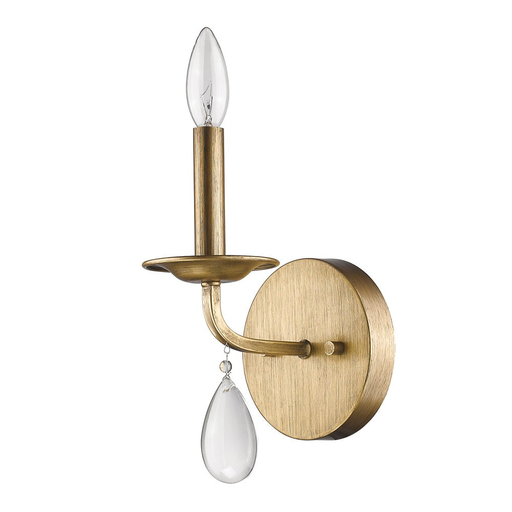 Light Gold Wall Sconce with Crystal Accent - 99fab 