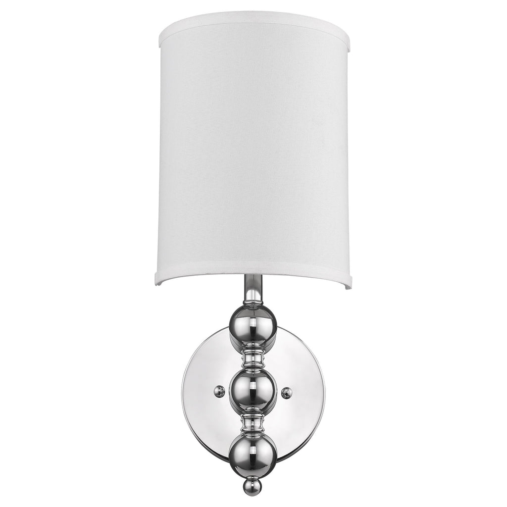 Silver Chrome Wall Light with Linen Fabric Shade - 99fab 