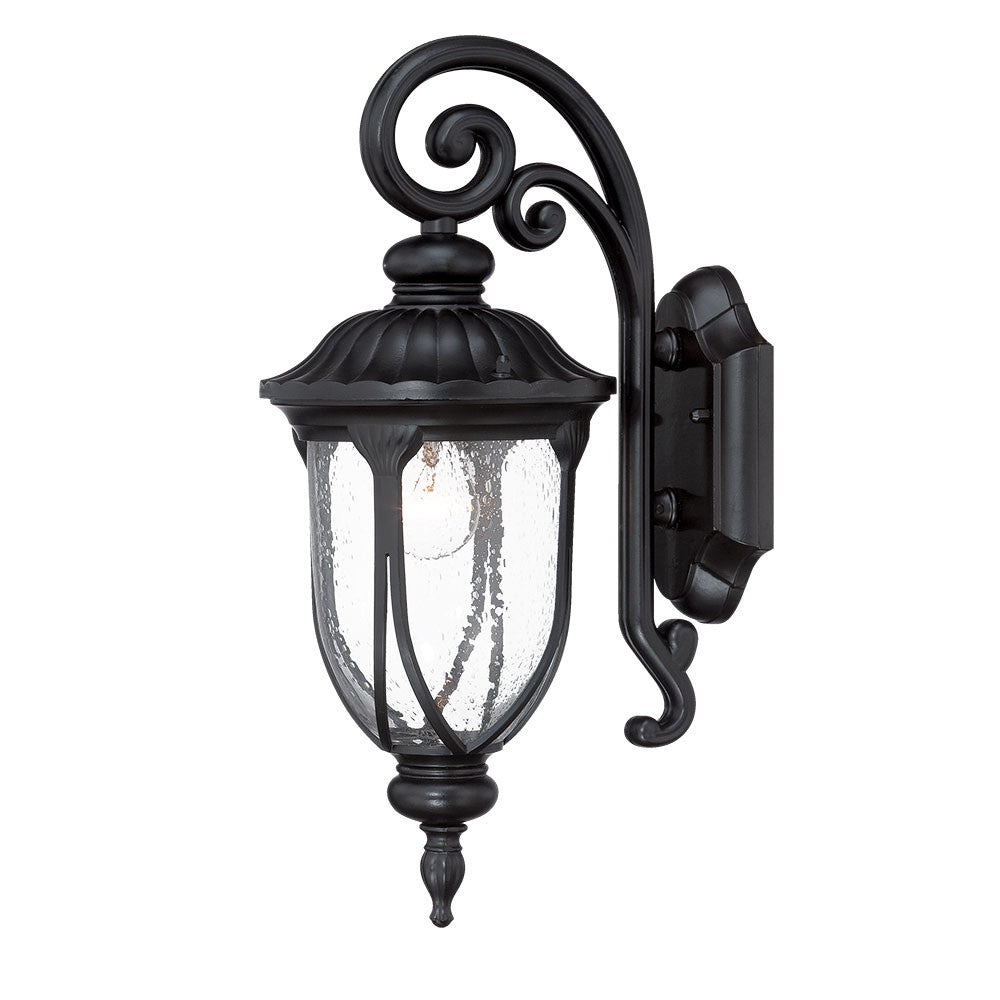 Matte Black Cast Aluminum Glass Lantern Wall Sconce