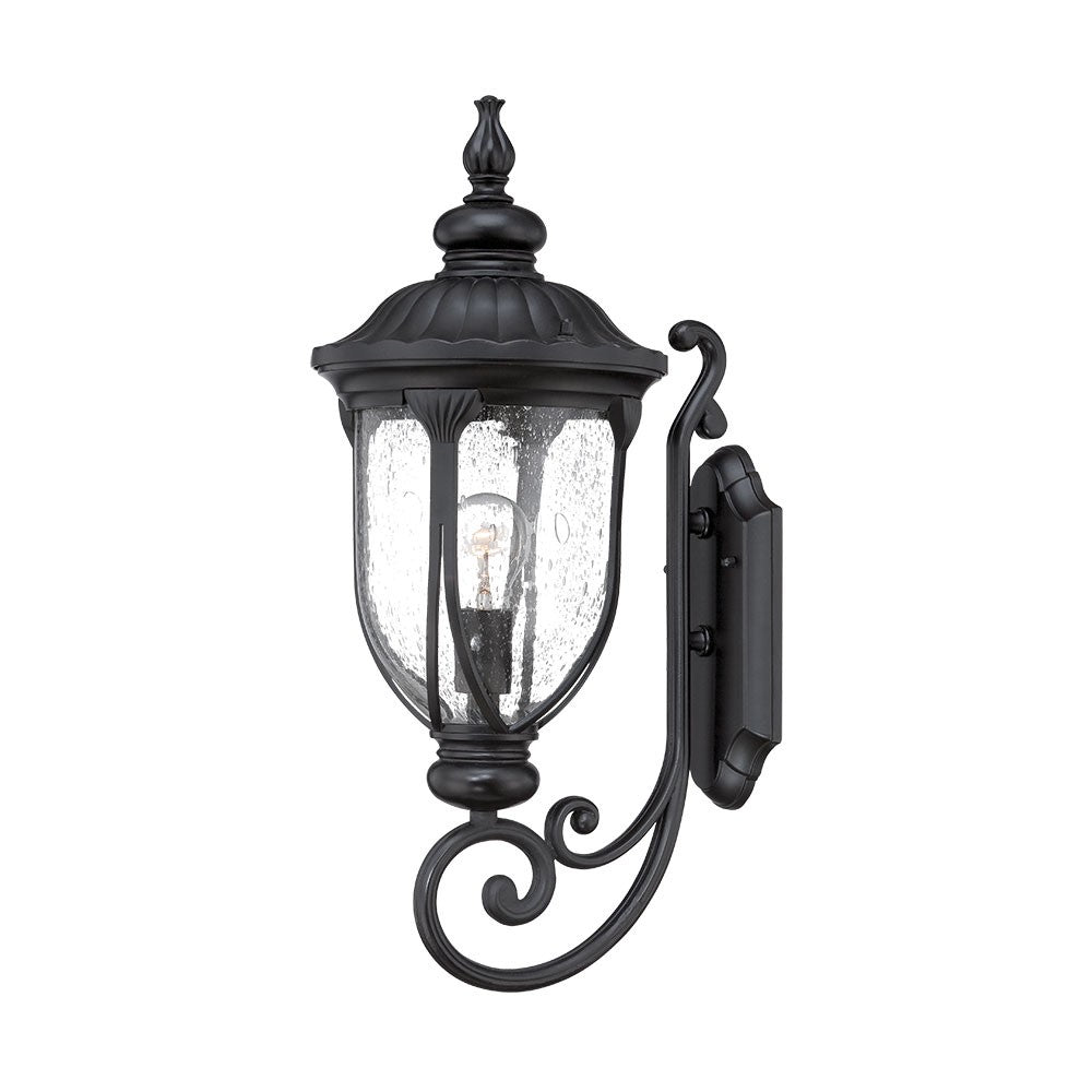 XL Matte Black Cast Aluminum Glass Lantern Wall Light - 99fab 