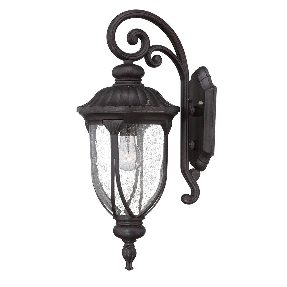 XL Black Cast Aluminum Glass Lantern Wall Sconce