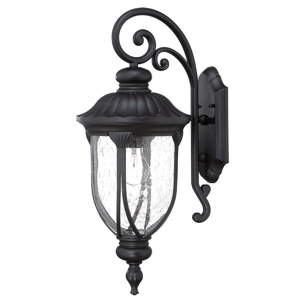 XL Matte Black Cast Aluminum Glass Lantern Wall Sconce - 99fab 