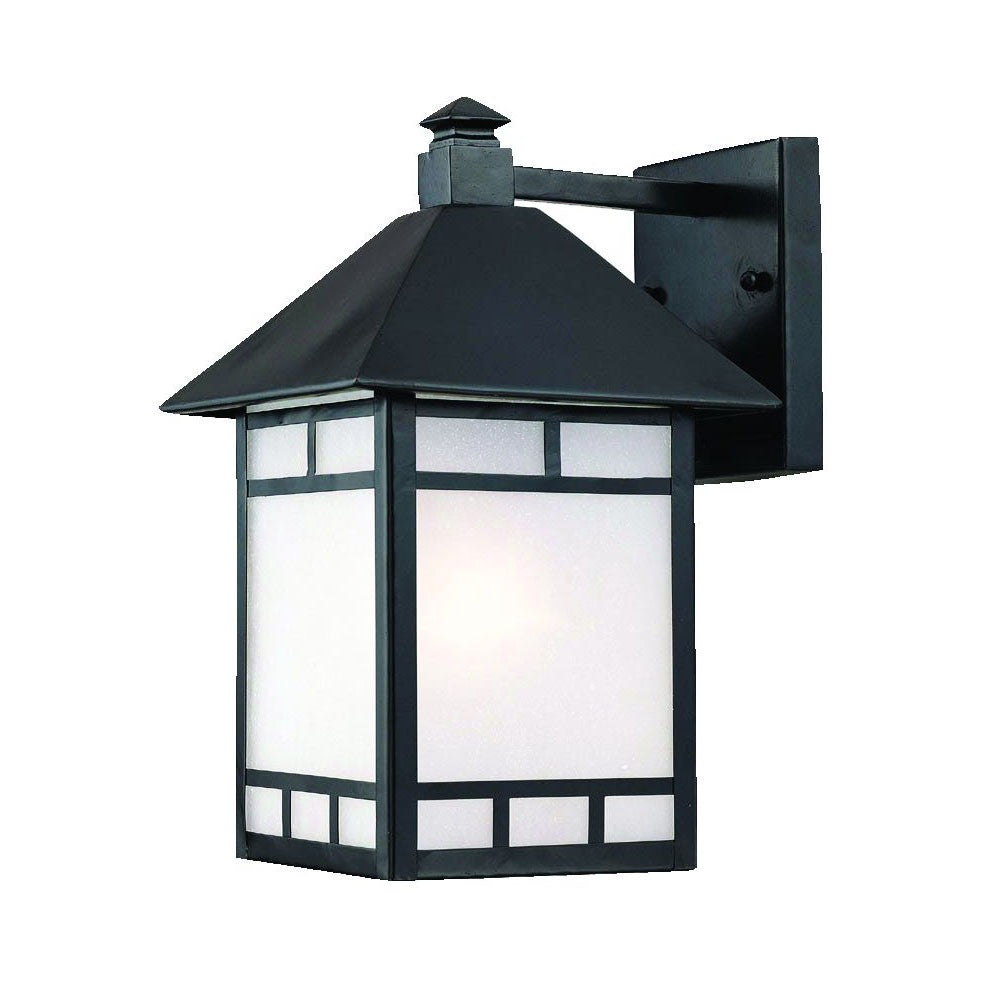 XL Matte Black Frosted Glass Lantern Wall Light - 99fab 