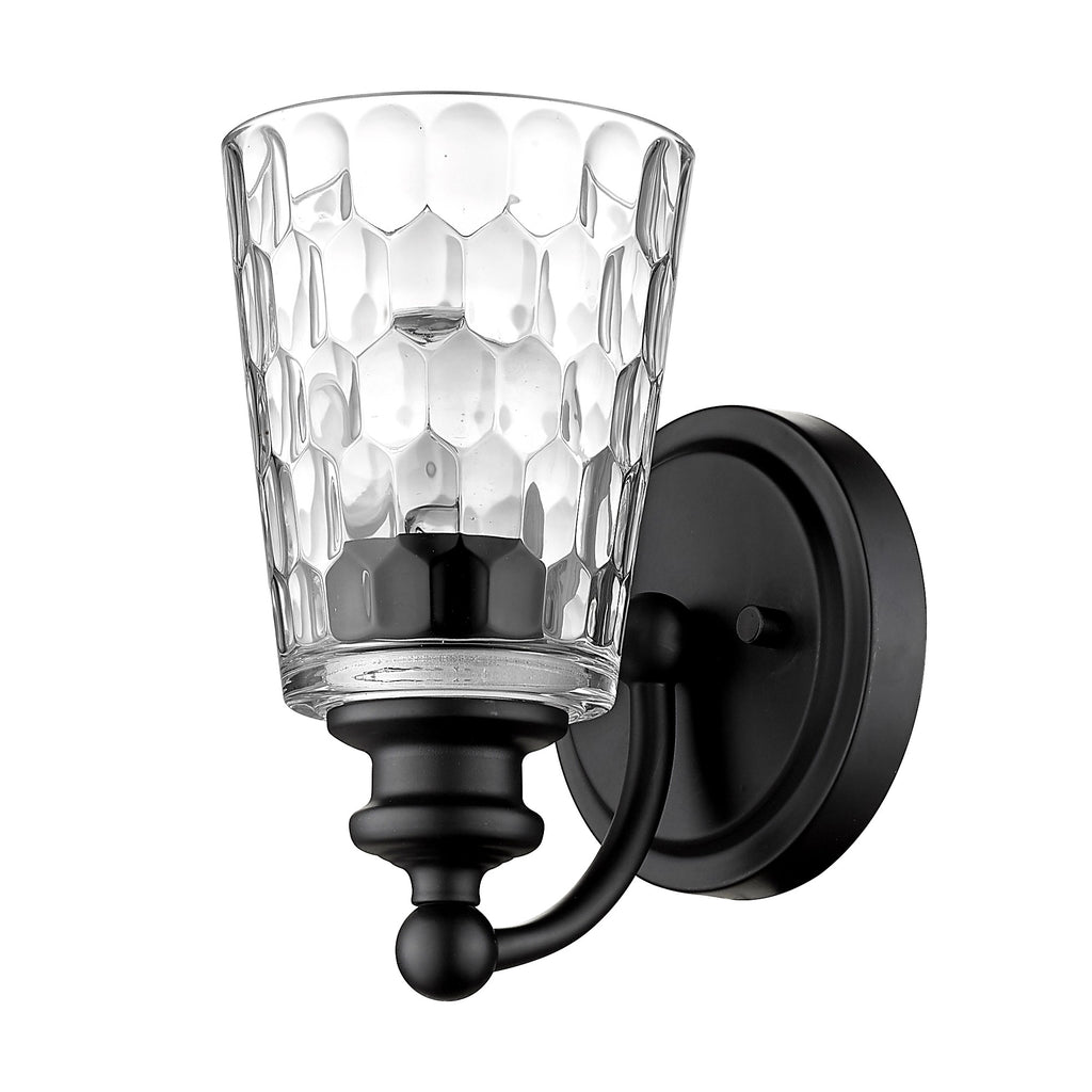 Black Metal and Pebbled Glass Wall Light - 99fab 