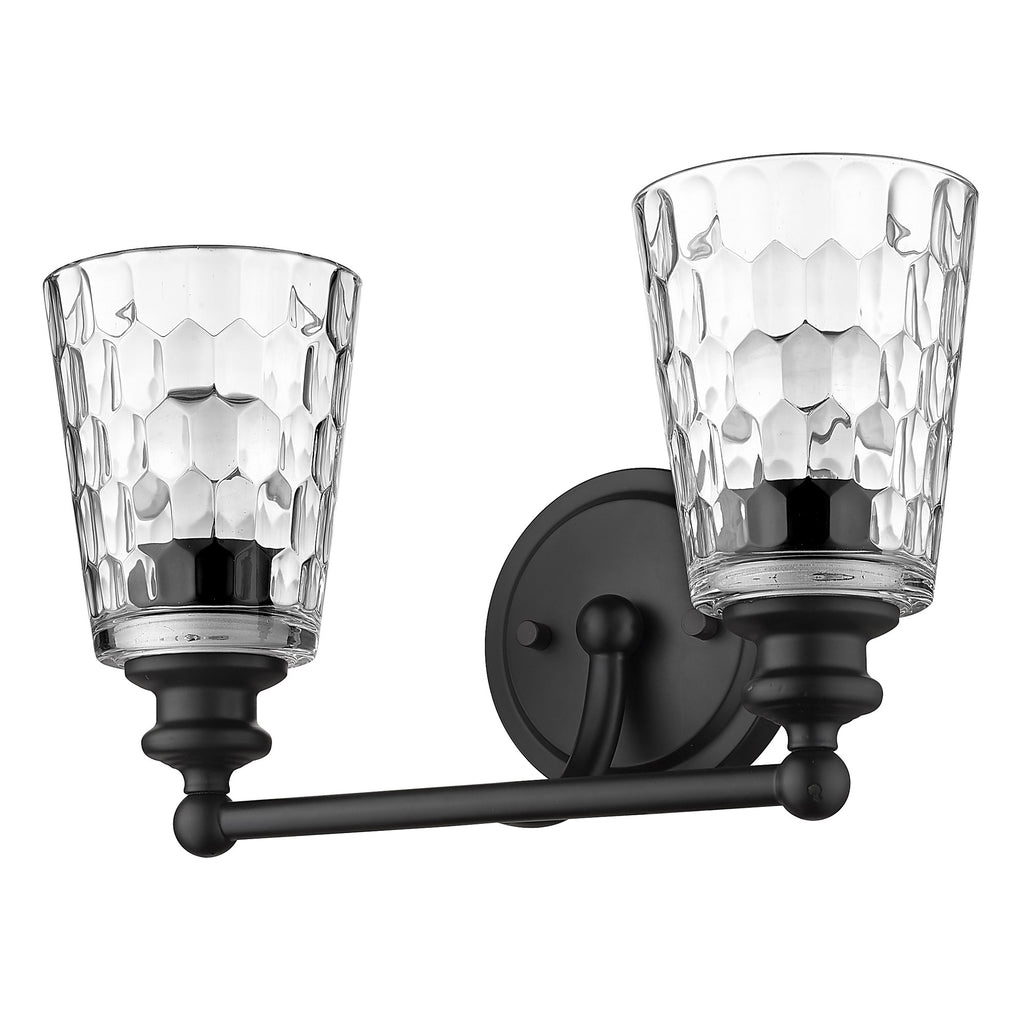 Black Metal and Pebbled Glass Two Light Wall Light - 99fab 