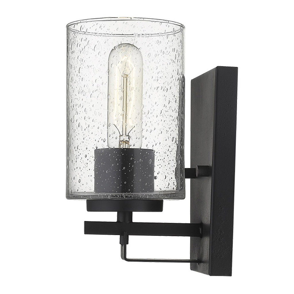 Black Metal and Textured Glass Wall Sconce - 99fab 