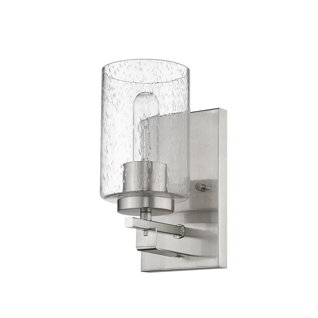Silver Metal and Textured Glass Wall Sconce - 99fab 