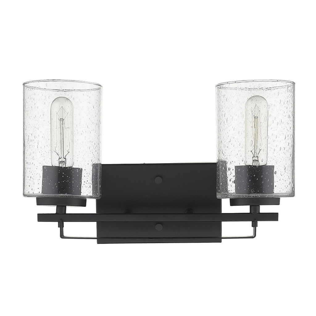 Black Metal and Textured Glass Two Light Wall Sconce - 99fab 