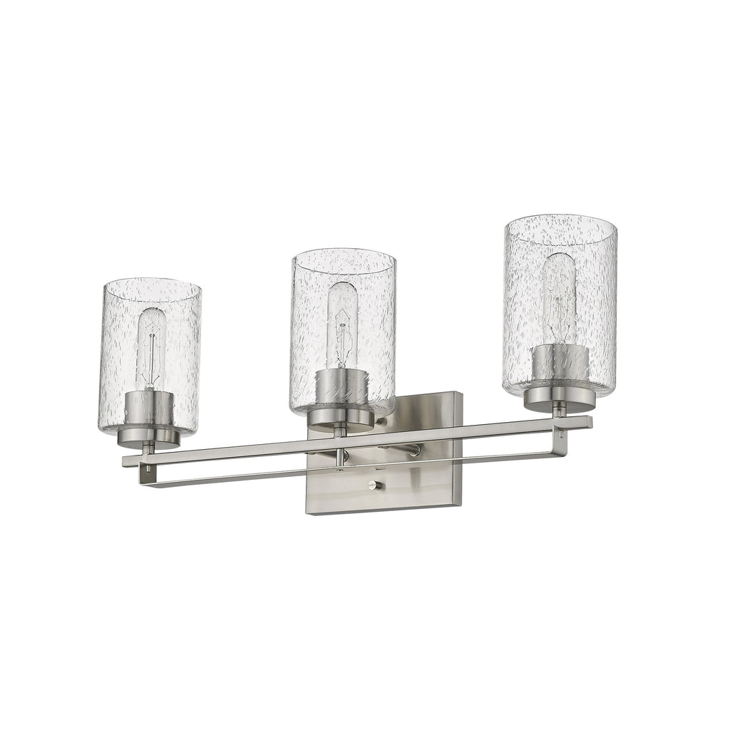 Silver Metal and Textured Glass Three Light Wall Sconce - 99fab 