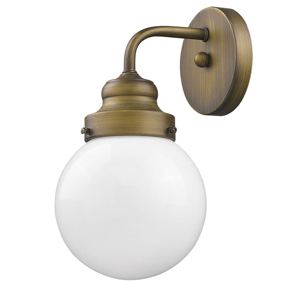 One Light Gold Wall Sconce with Round Glass Shade - 99fab 