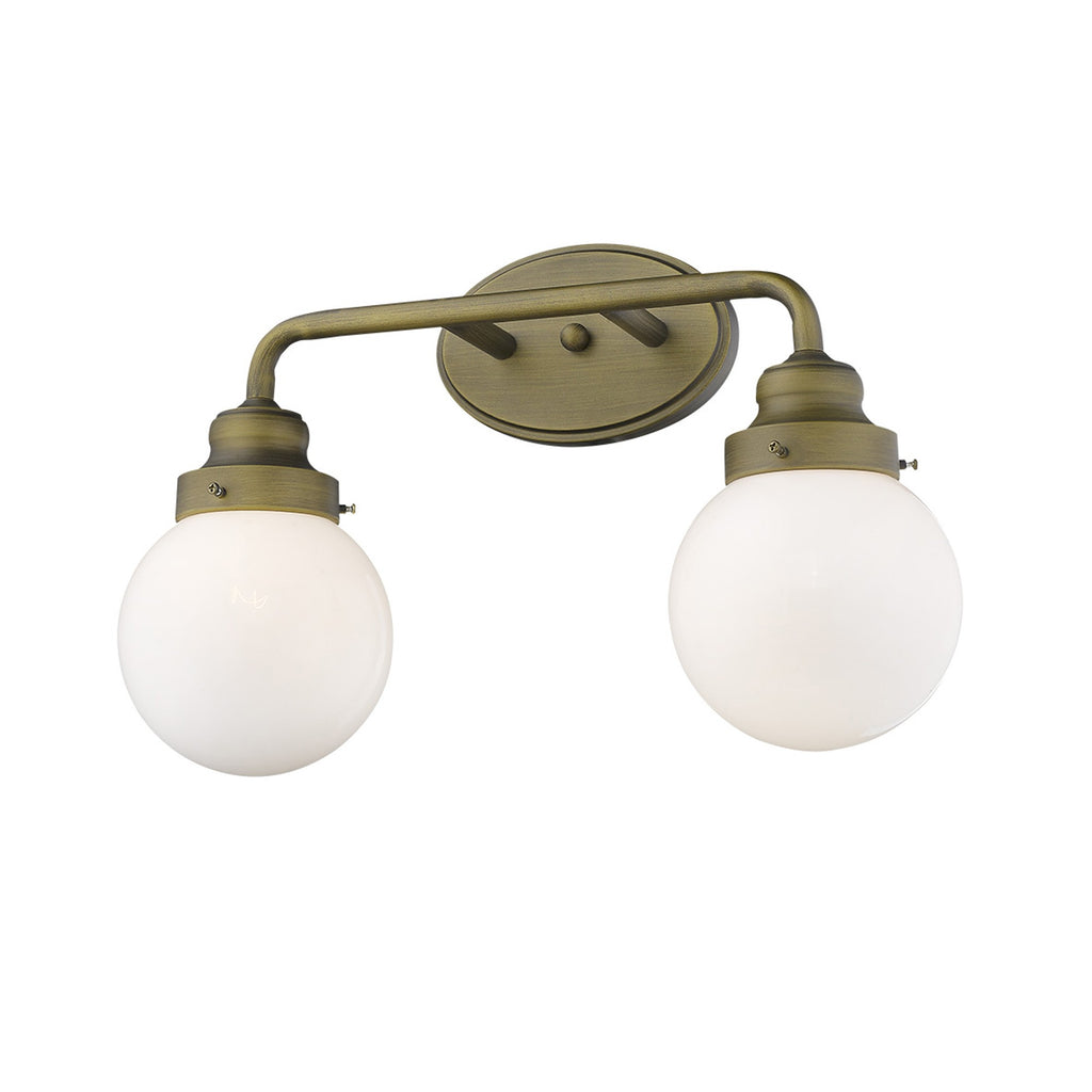 Two Light Gold Wall Sconce with Round Glass Shade - 99fab 