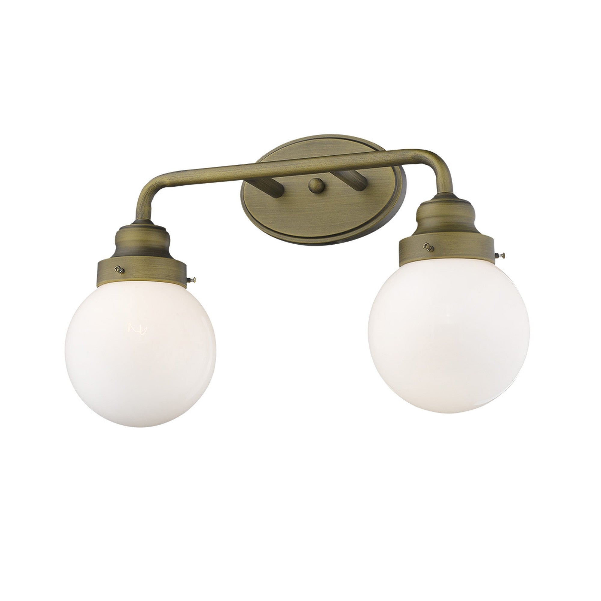 Two Light Gold Wall Sconce with Round Glass Shade