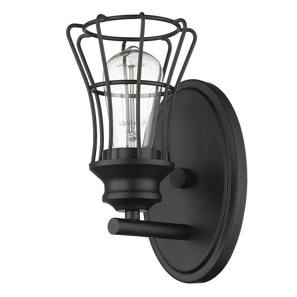 One Light Matte Black Cage Wall Sconce - 99fab 