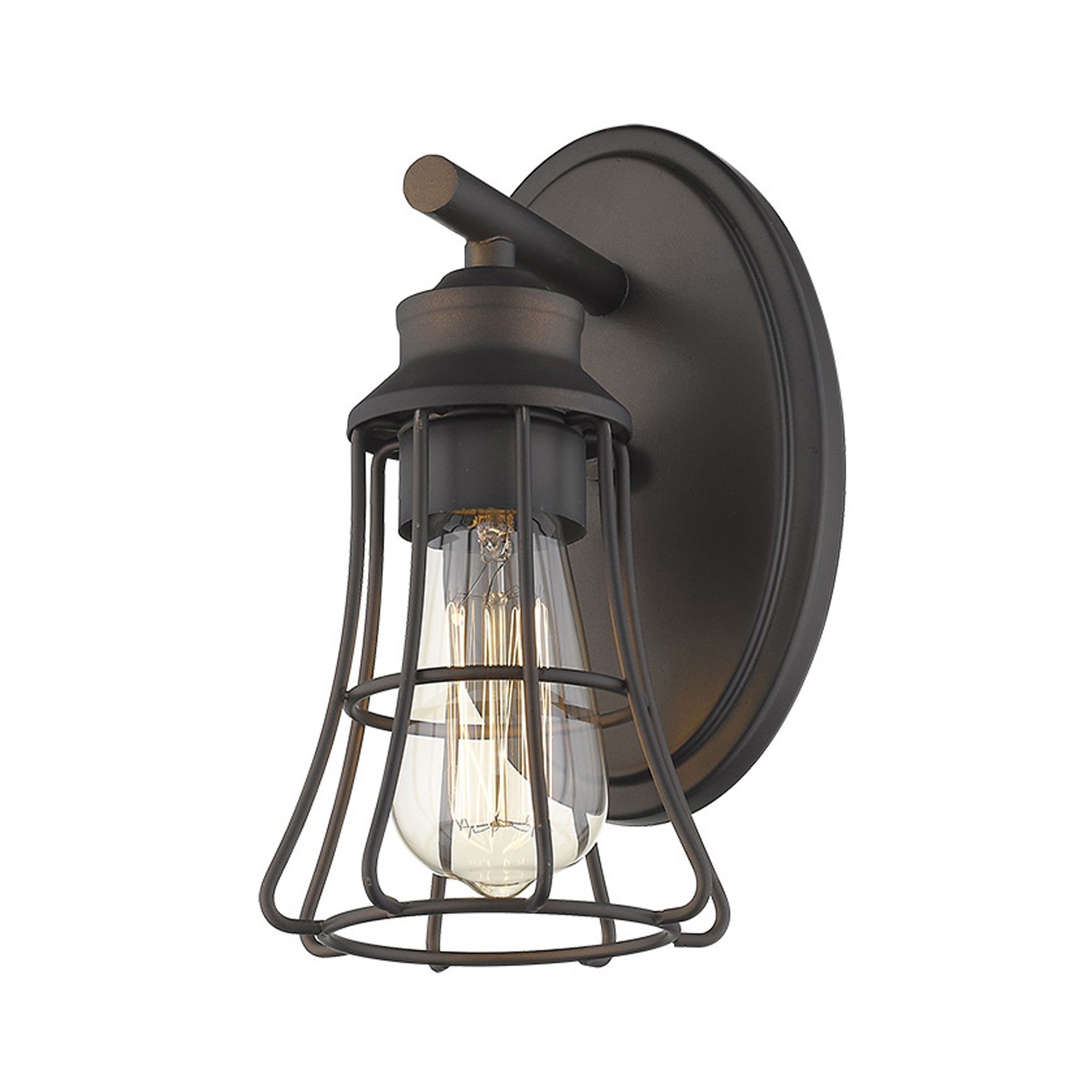 One Light Bronze Cage Wall Light