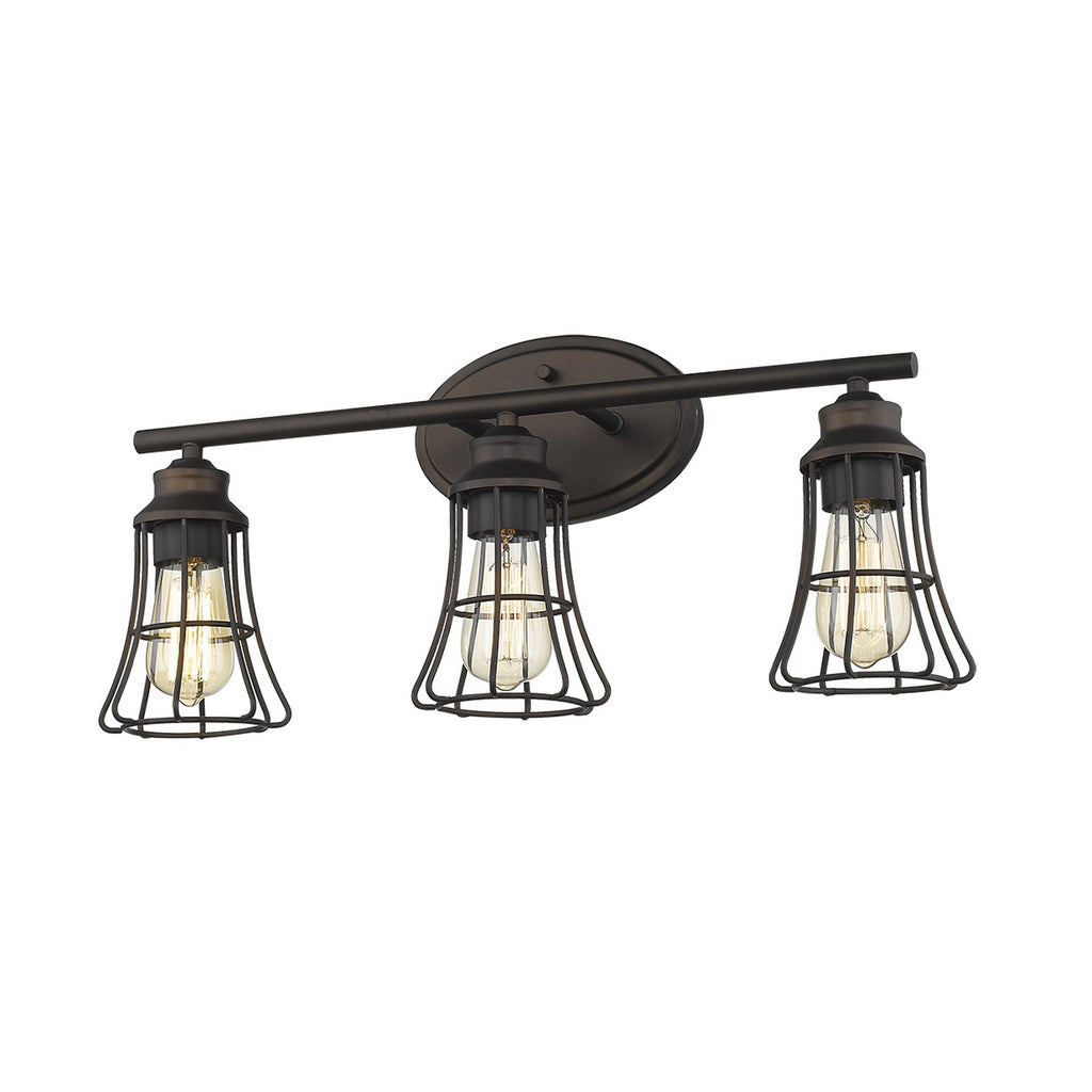 Three Light Bronze Cage Wall Light - 99fab 