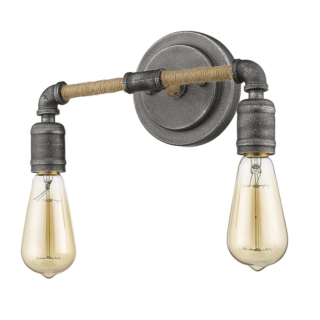 Two Light Industrial Textured Gray Wall Light - 99fab 