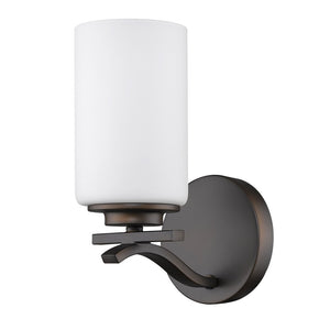 One Light Bronze and Glass Wall Sconce